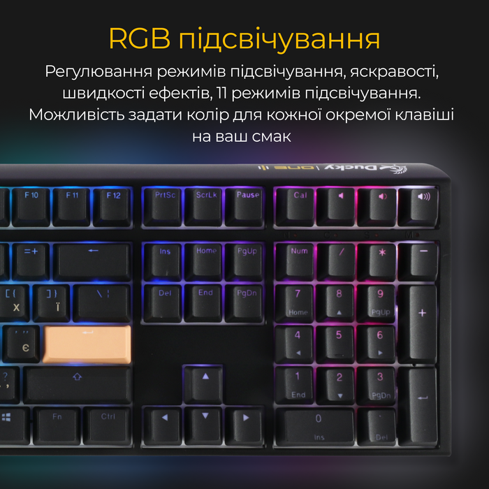 Механічна клавіатура Ducky One 3 Cherry MX Blue RGB Black UA