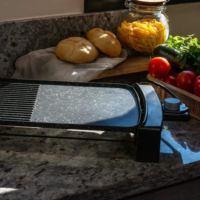 Електричний гриль Cecotec Tasty&Grill 2000 InoxStone, антипригарна панель Rockwater, 2000 Вт, регулятор температури, корпус із нержавіючої сталі