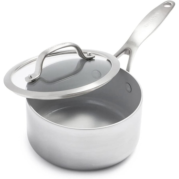 GreenPan Venice Pro Tri-Ply Набір посуду 10 предметів: каструлі та сковорідки, здорове антипригарне покриття, нержавіюча сталь, індукція, придатний для духовки та посудомийної машини, без PFAS, срібний