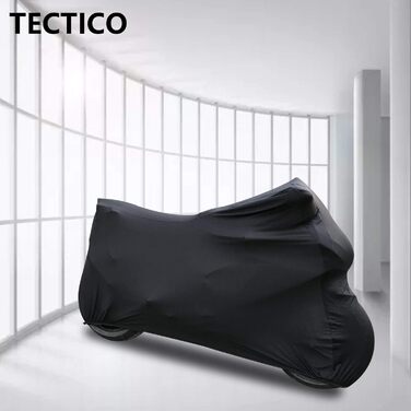 TECTICO Чохол для мотоцикла для приміщень, еластичний, велюровий, пилозахисний, чорний, розмір S-M (245 см), для гаража та шоу-руму