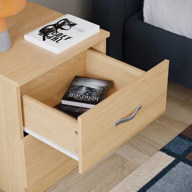 Тумба приліжкова Vida Designs Riano з натуральної сосни, 2 шухляди з металевими ручками та напрямними, унікальна підтримка шухляд проти деформації, меблі для спальні, 47x40x36 см