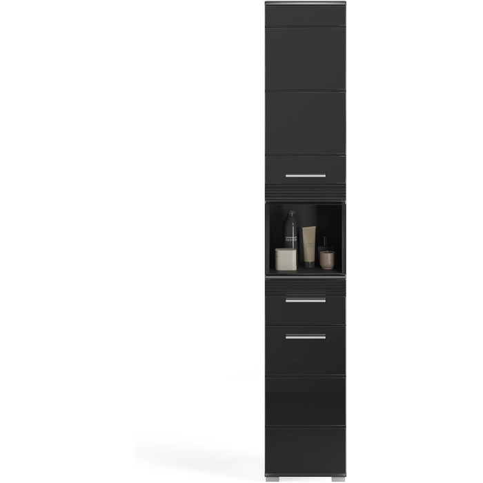 Шафа для ванної кімнати xonox.home Linus X18B5711, чорний глянець, 30x182x31 см