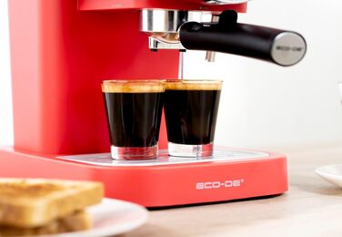 Кавомашина ECODE Delice 20 Bar червоного кольору з капучинатором та резервуаром 1.5л