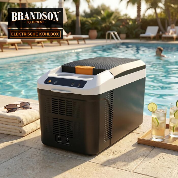 Електричний автохолодильник Brandson 10L (Cool Grey) – термобокс з функціями охолодження та підігріву (до 65°C), 230V/12V