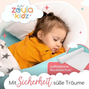 Подушка для годування Zoula Kidz® надувна, портативна (150 см) з бавовняним чохлом OEKO-TEX – для подорожей та дому
