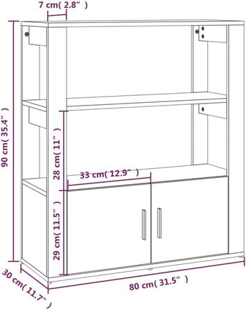 Шафа-комод vidaXL чорна 80x30x90 см, деревостружкова плита, багатофункціональна тумба для вітальні, книг і зберігання
