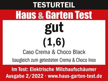 Молочник Caso Crema & Choco Black, 4 функції, для рослинного молока, нержавіюча сталь, теплоізольована ручка, LED-дисплей, чорний