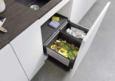 Сортувальна система для сміття BLANCO SELECT II 60/2 для шаф 60 см, висувна, 1x30 л і 1x19 л, з кришкою, для кухні