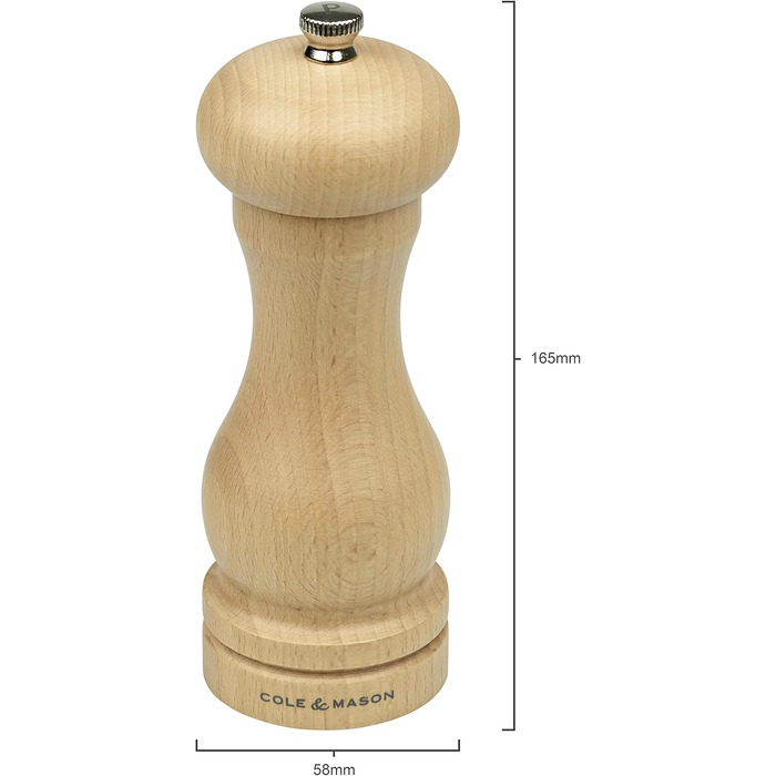 Перцемолка Cole & Mason HA0624P Beech Capstan Precision+, натуральний бук, 165 мм