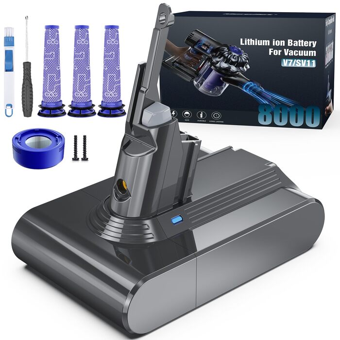 Акумулятор Morpilot V7 8000mAh для пилососа Dyson V7 SV11 Animal, Motorhead, Pro, Trigger, Fluffy + 3 фільтри