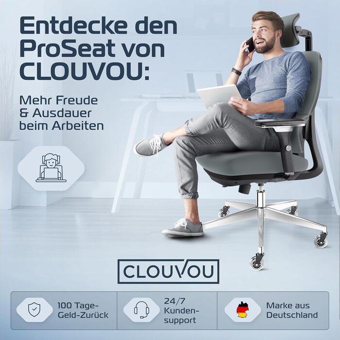 Ергономічне крісло BrightSeat Bürostuhl – регульоване офісне крісло для дому та офісу | Комп'ютерне крісло, ігрове крісло | BrightSeat (Антрацит)