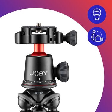Гнучкий штатив JOBY GorillaPod 3K Pro Kit з алюмінію з кульовою головкою, QR-платою, для бездзеркальних камер, вантажопідйомність 3 кг, вироблено в Італії