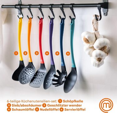 Набір кухонних аксесуарів Masterchef з підставкою: антипригарний, стійкий до подряпин та високих температур, ложки і лопатки для готування та випічки