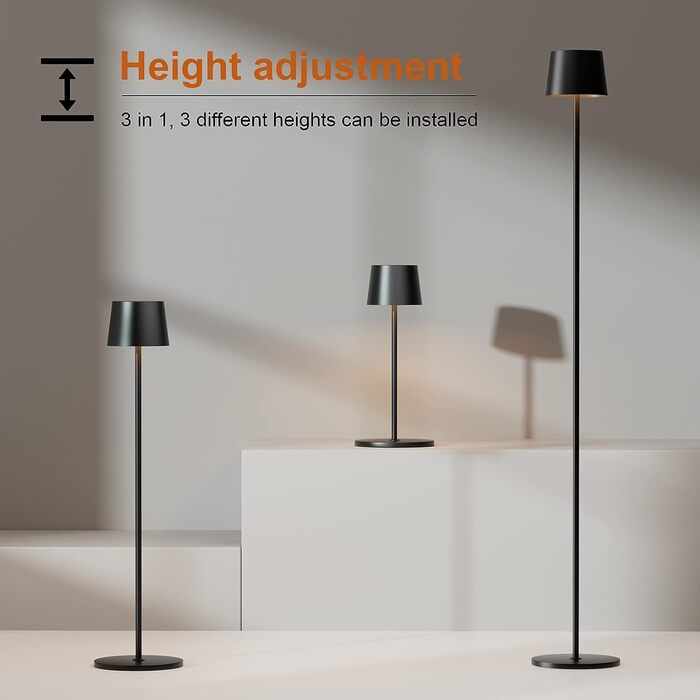 K-Bright Золота торшерна лампа LED, 4W, димер, сенсорне керування, металевий алюмінієвий корпус, для вітальні, спальні, офісу, додаткове освітлення (золото)
