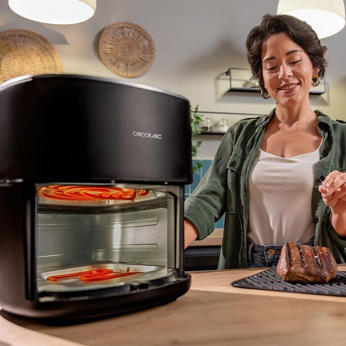 Аерофритюрниця з грилем Cecotec Cecofry & Grill Duoheat 6500, 2200 Вт, 6.5 л, 3-в-1: гриль-панель, повітряний фритюр, подвійний нагрів, 12 програм, чорна