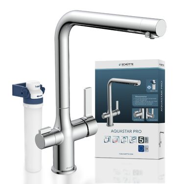 Кухонний змішувач SCHÜTTE 99805 AQUASTAR PRO з системою фільтрації води, 3-ходовий кран для питної води проти вапна та важких металів, хром