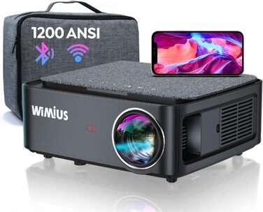 Проектор Beamer Full HD 1080P, 1200 ANSI люмен, 5G WiFi, Bluetooth, підтримка 4K, LED, для домашнього кіно, сумісний з Fire Stick, смартфоном, PS5, чорний