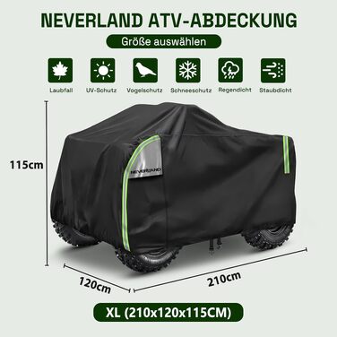 Водонепроникний захисний чохол для квадроцикла NEVERLAND Quad ATV Abdeckplane, XXXL (256 x 110 x 120 см), чорно-сріблястий