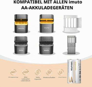 Набір акумуляторів imuto AA 1.5V 3600mWh (8 шт) з LED зарядним пристроєм для цифрових камер, іграшок та електроніки