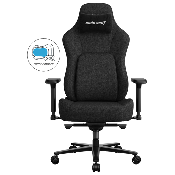 Крісло геймерське ігрове Anda Seat Phantom 4 Pro L до 100 кг Black Fabric  (AD18YSDC-72-B-F-B02)