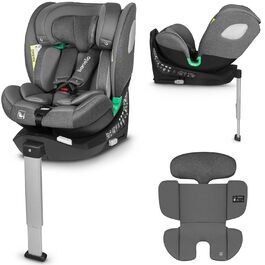 Дитяче автокрісло LIONELO BRAAM i-Size 0-36 кг, 360° обертання, ISOFIX, опора, регульовані підголівник і спинка, сіра вставка