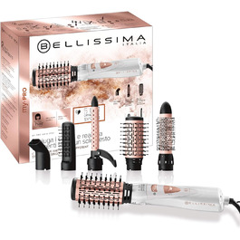 Фен-щітка Bellissima My Pro GH18 1100 з керамічним покриттям, 1000 Вт, 5 насадок для укладки волосся: випрямлення, блиск, хвилі та локони