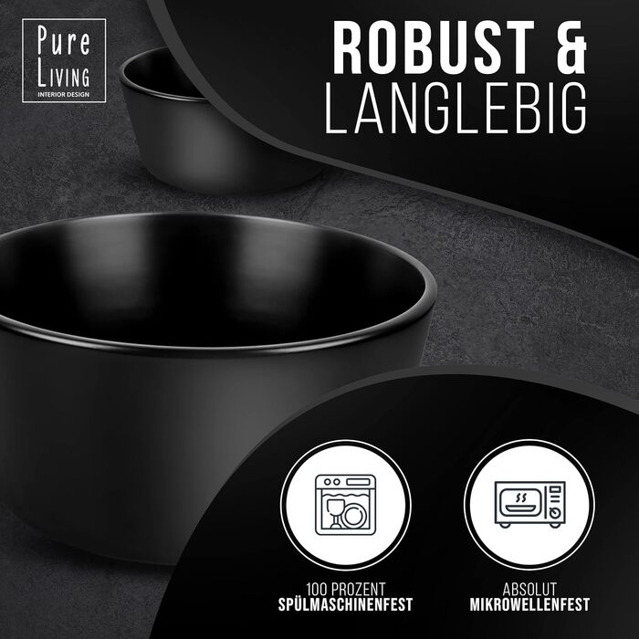 Набір тарілок для сніданку, 6 предметів, Black Manhattan Pure Living