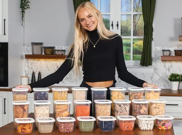 Uandu герметичні контейнери для зберігання продуктів, набір 12 шт, BPA Free, органайзер для кухні, контейнери для сипучих і сухих продуктів