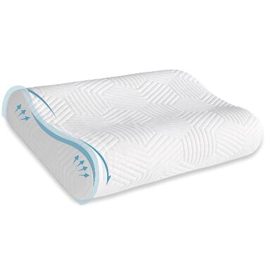 Подушка для шиї Lamb з Memory Foam, регульована висота, ергономічна, знімний чохол (50x36x10/8 см, біла)