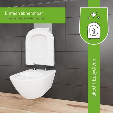 Унітазне сидіння LUVETT D900 D-форма, дюропласт, SoftClose, EasyClean, легкий монтаж, біле, вироблено в ЄС
