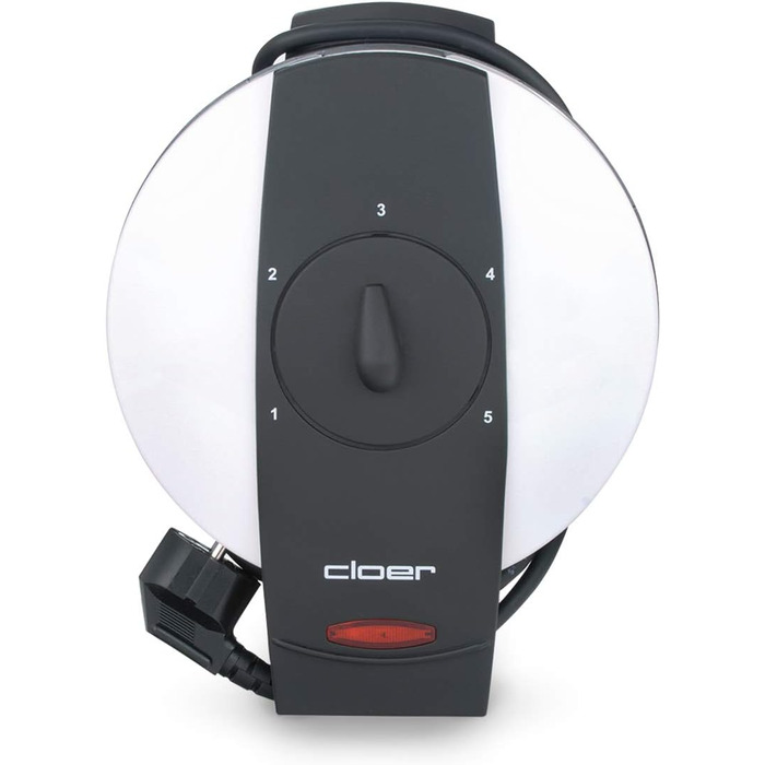 Електрична вафельниця Cloer 261 для тонких хрустких вафель, 800 Вт, 14,5 см, антипригарне покриття, регулювання ступеня підсмажування, біла, метал