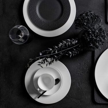 Стартовий набір посуду Villeroy & Boch Manufacture Rock, 6 предметів, чорний матовий, порцеляна преміум, для сервірування столу, придатний для посудомийної машини та мікрохвильової печі, для однієї особи