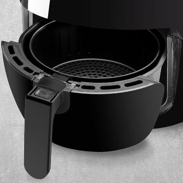 Аерофритюрниця MONZANA 6,5 л XXL, цифровий LED-дисплей, таймер, регулювання температури, 1850 Вт, з книжкою рецептів, чорна, для кухні