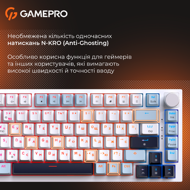 Дротова механічна клавіатура GamePro MK160 V2 Warden QLAB Sakura White (MK160-V2-BL-QS)