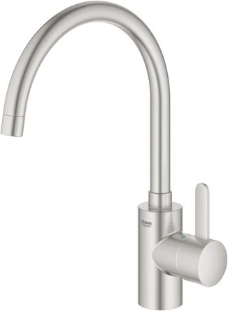 Змішувач кухонний GROHE Eurosmart Cosmopolitan Supersteel, з висувним душем, високий вилив, поворотний на 360°, економія води