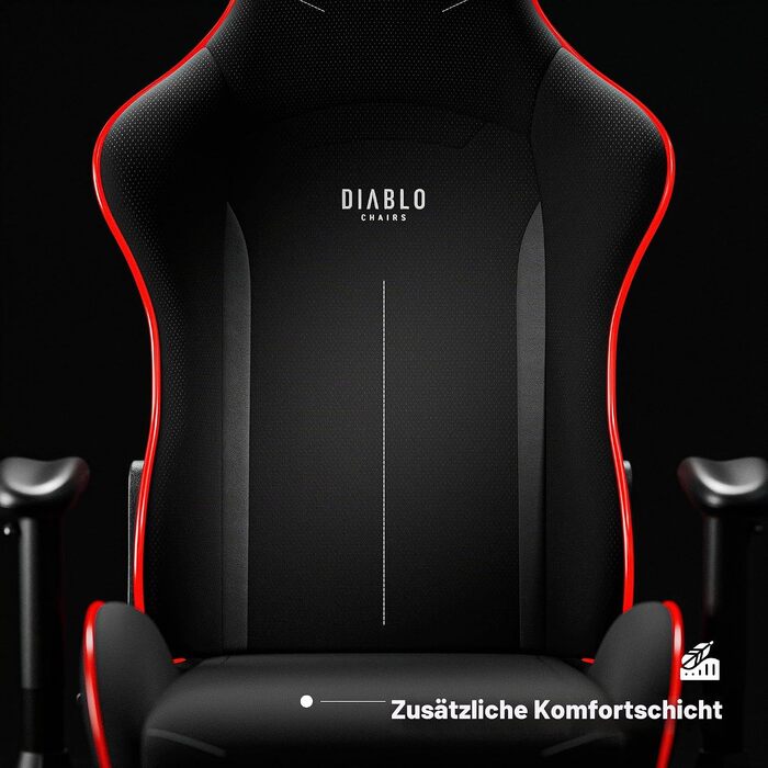 Ігрове крісло Diablo Gamer X-Starter, тканинна оббивка, регульовані підлокітники, ергономічний дизайн, до 136 кг, чорне (LED)