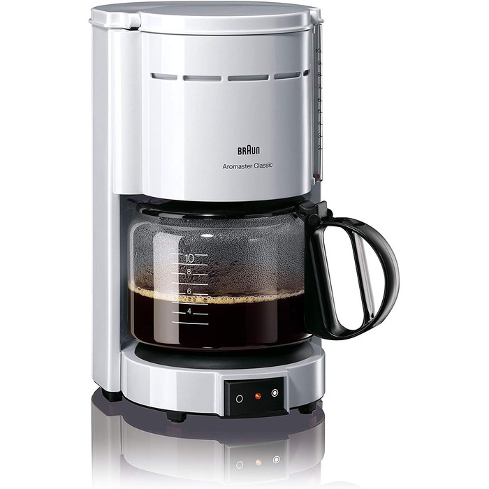Кавоварка Braun KF 47 WH з фільтром і скляною колбою, OptiBrew, автоматичне вимкнення, біла