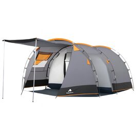 Сімейний намет CampFeuer Zelt Super+ на 4 особи: великий тунельний намет з 2 входами, тамбуром та водостійкістю 3000 мм, сірий