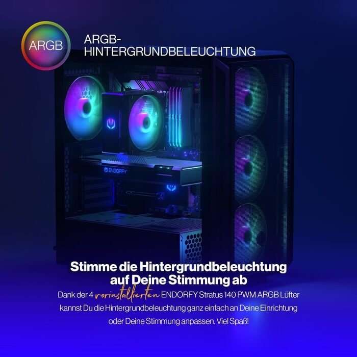 Комп'ютерний корпус ENDERFY Arx 700 ARGB ATX, 4x 140 мм ARGB вентилятори, Mesh, підтримка водяного охолодження 360 мм, ігровий корпус