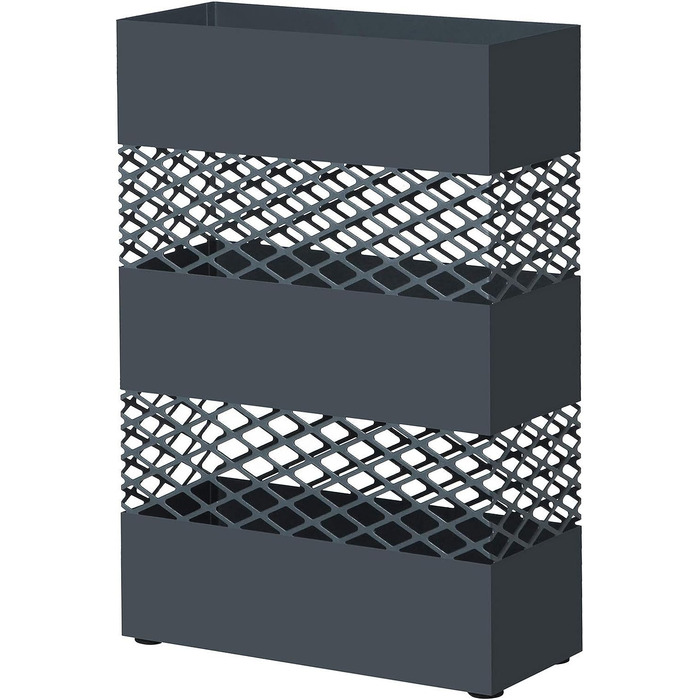 Металевий підставка для парасольок SONGMICS, прямокутний, 28x12x41 см, з піддоном для води, гратчастий дизайн, антрацит