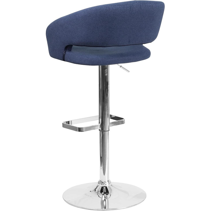 Барний стілець Flash Furniture Erik, синій текстиль, хром, регульована висота, зручна спинка та підніжка