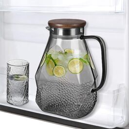 Скляний глечик для води та напоїв ecooe 1.8л з кришкою, чорний — універсальна карафа для холодильника для соку, чаю, молока та кави