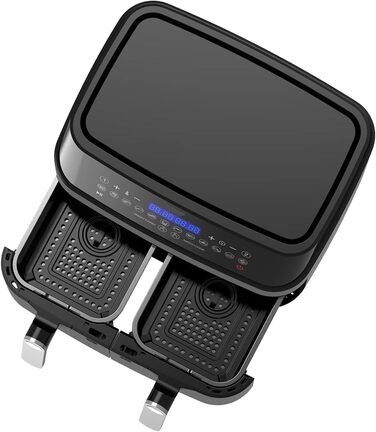 Epiq Подвійна аерофритюрниця 9 л, 2 окремі кошики по 4,5 л, LED-дисплей, 11 програм, 200°C, попередній нагрів, цифрова, чорна