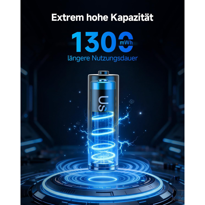 Набір акумуляторів UseNiy AA 1.5V Lithium (8 шт.) з зарядним пристроєм на 8 слотів, чорний