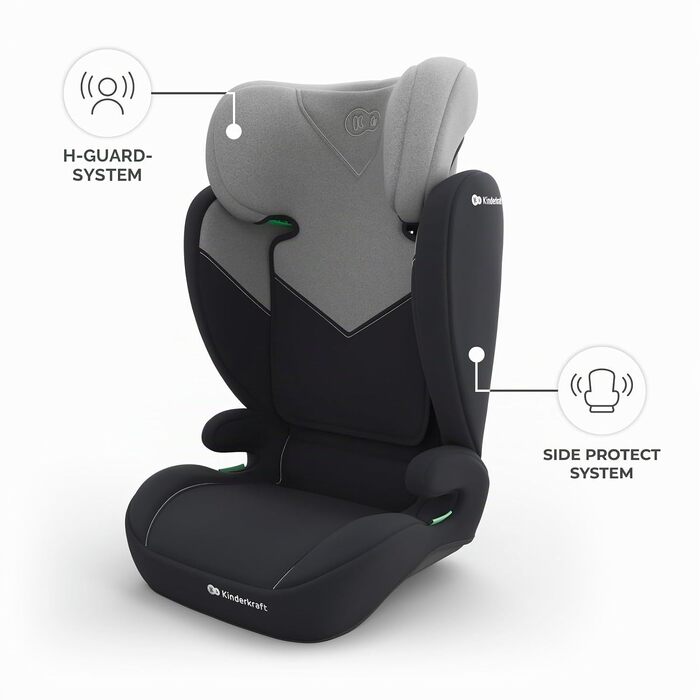 Дитяче автокрісло Kinderkraft I-SPARK 2 PRO (100-150 см), i-Size, 2 в 1, чорне/сіре