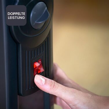 Масляний радіатор BLACK+DECKER BXRA1500E, 1500 Вт, 6 секцій, 2 рівні потужності, чорний