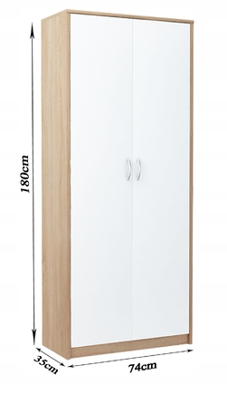 Шафа-гардероб Bestseller Patryk R004, 74x180x35 см, білий / дуб сонома