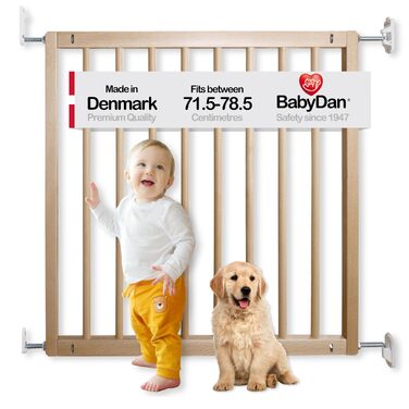 Захисний бар'єр BabyDan Aarhus 72-78.5 см, білий, металевий, виготовлений в Данії – для дітей та домашніх тварин