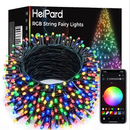 Розумна RGB LED гірлянда HeiPard 20м, 200 світлодіодів з керуванням через App та пульт, IP44 для вулиці та дому, музичний та голосовий режим, кольорова підсвітка для Різдва та декору
