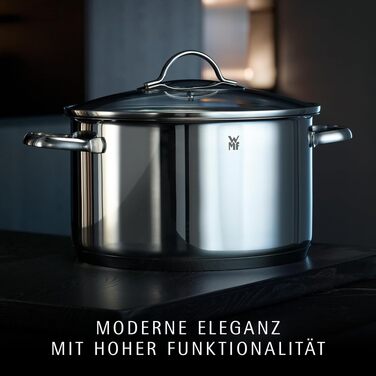 Каструля WMF Provence Plus 16 см зі скляною кришкою, 2 л, сталь Cromargan, для індукційних плит та духової шафи